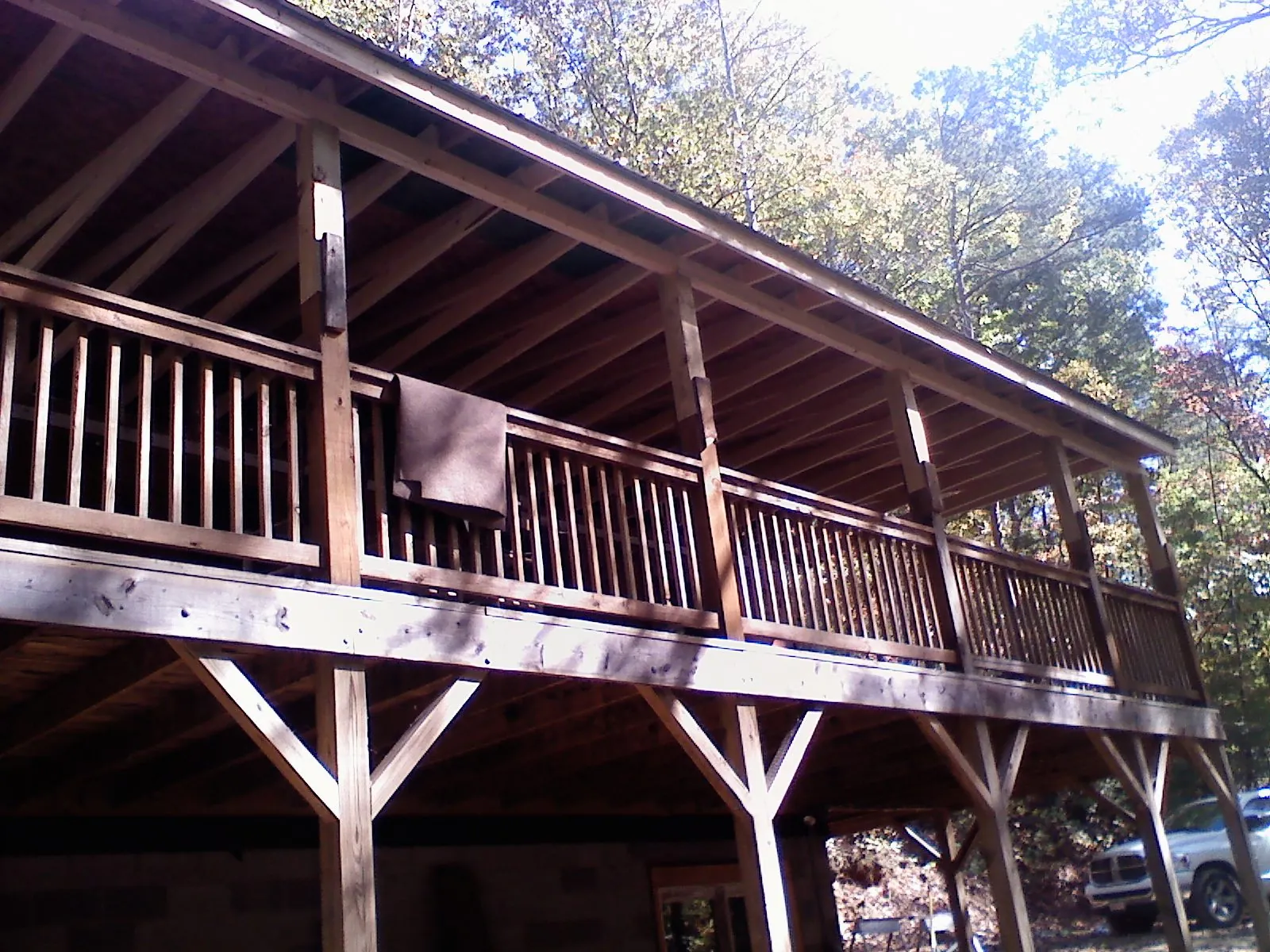 Timber framing under a new elevated porch and deck — Roof Leak Repair in Lake Como by Roofing Brothers
